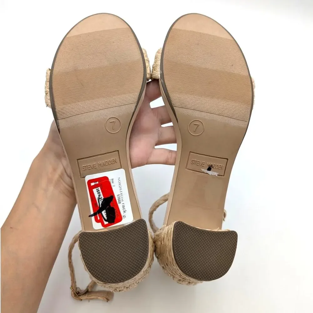 Steve Madden Carrson Ankle Strap Sandals Girls' Natural Size US7M